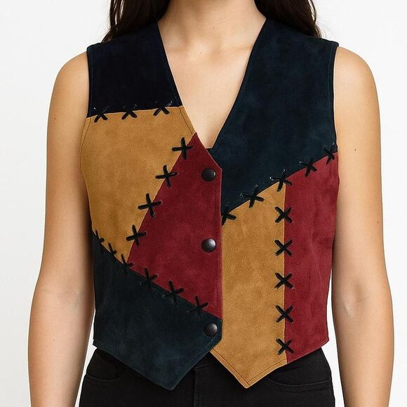 American Vintage Jackets & Blazers - American-vintage Women's Brown and Red Gilet